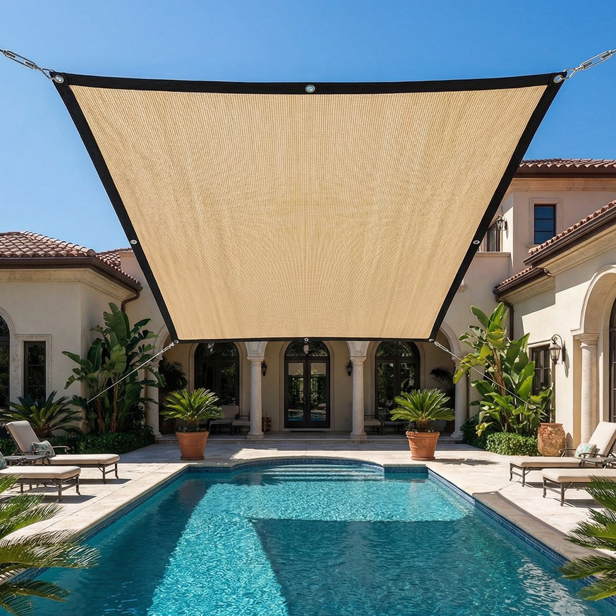 Açılır Kapanır Gölgelik File – 95lik – Krem Renk – Şeritli Halkalı