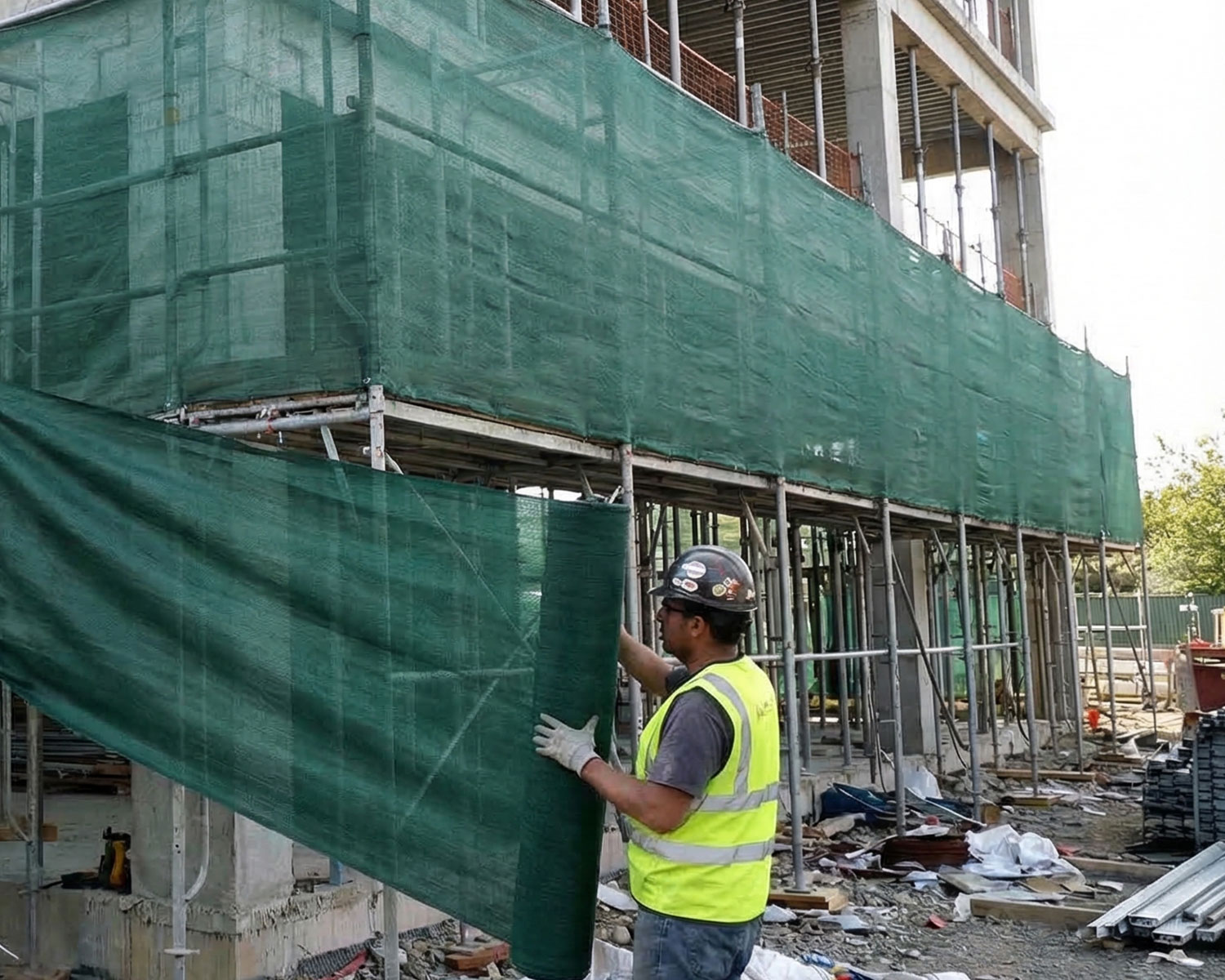 İskele Filesi – Yüzde 75lik İnşaat Filesi – Yeşil – Düz Kenar