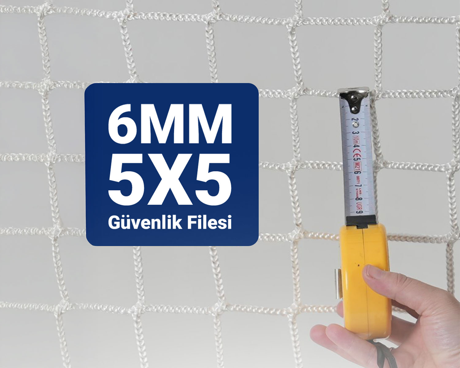 Güvenlik Ağı – 5 cm Gözenek – 6 mm ip – Güvenlik Filesi – İnşaat Filesi